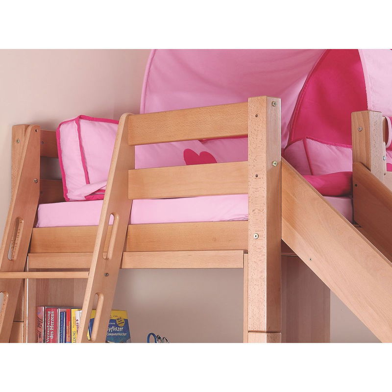 babyonlineshop Relita SKY Etagenbett Buche massiv weiß inkl. Regal & Rutsche - zu 2 Einzelbetten umbaubar Auslauf