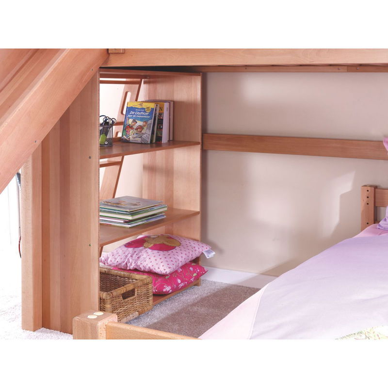 babyonlineshop Relita SKY Etagenbett Buche massiv weiß inkl. Regal & Rutsche - zu 2 Einzelbetten umbaubar Auslauf