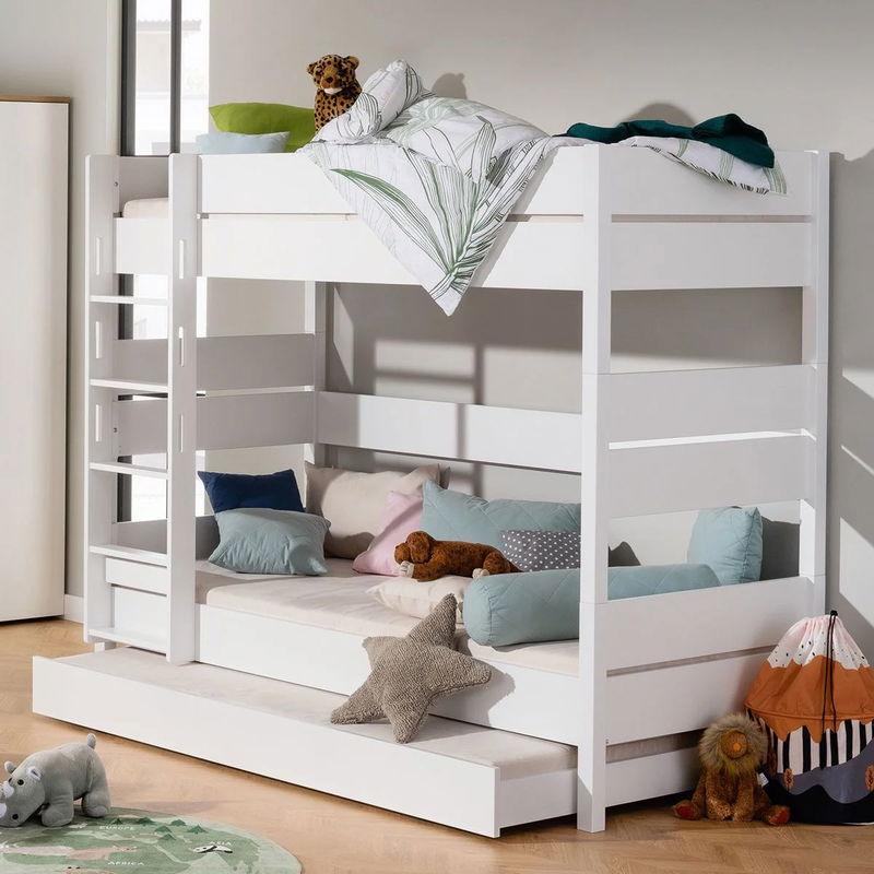 babyonlineshop Paidi Tiago Etagenbett 160 cm kreideweiß gerade Leiter 120x200 cm