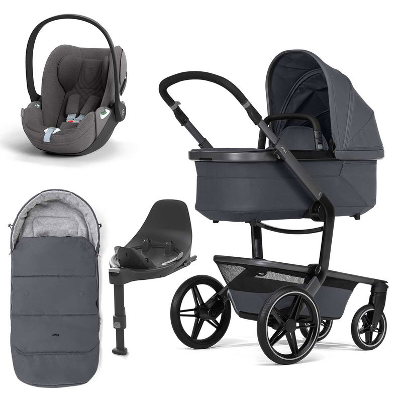babyonlineshop Joolz Day5 Kinderwagen Bundle Stone grey + Cloud T i-Size Base T & Fußsack