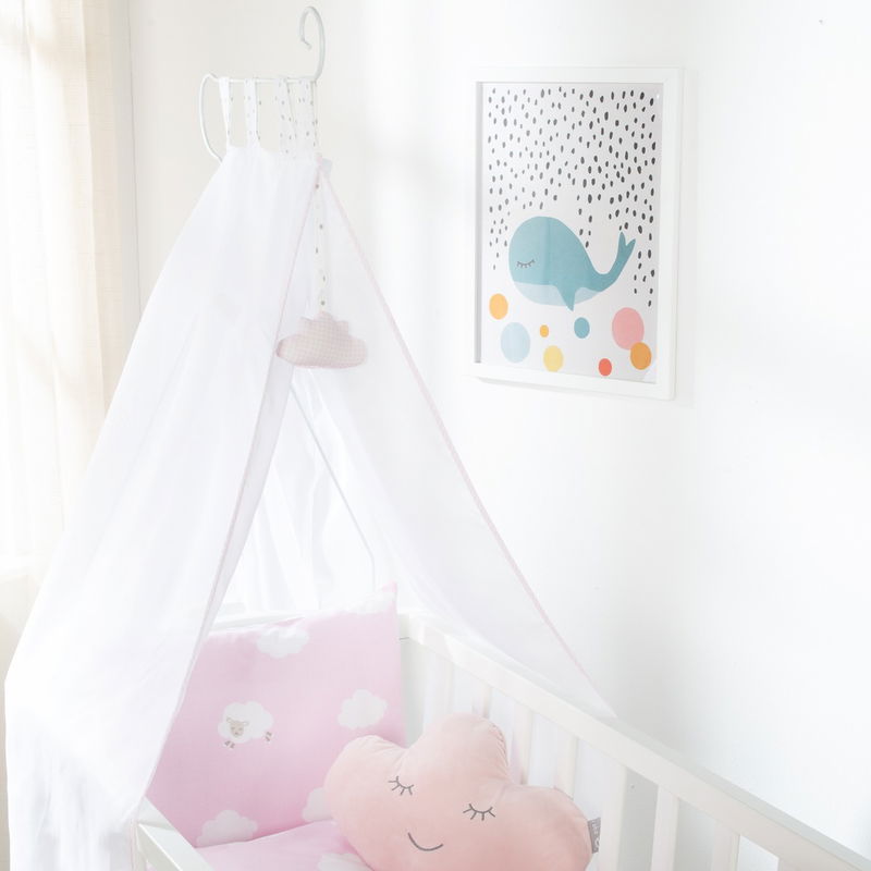 babyonlineshop Roba Komplettwiegenset weiß inklusive textiler Ausstattung Kleine Wolke rosa Exklusive Angebote