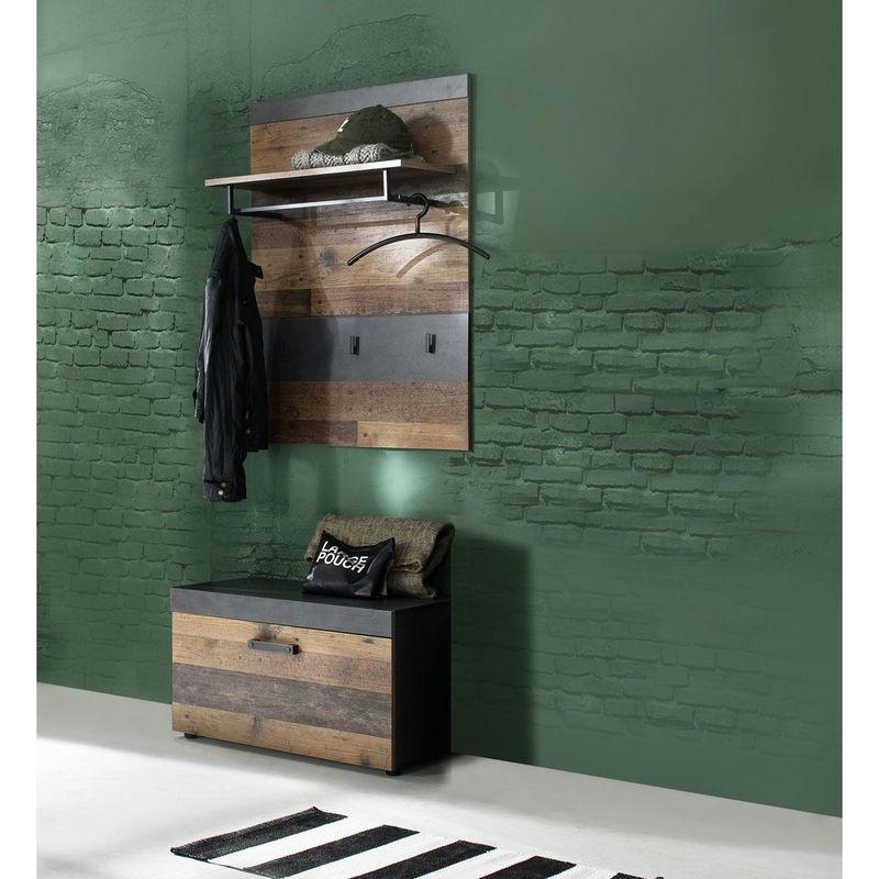 babyonlineshop trendteam Indy Garderoben-Set 2-teilig Old Wood / Graphit Grau Bis zu 60% Rabatt
