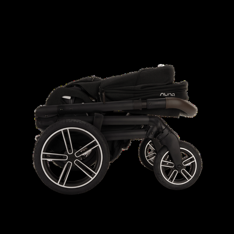 babyonlineshop Nuna MIXX next Kinderwagen mit magnetischem Verschluss inkl. Kniedecke Adapter Regenverdeck & braunem Ledergriff Caviar Flash Sale