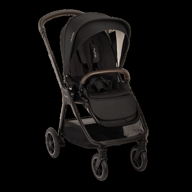 babyonlineshop Nuna TRIV next Kompakt-Kinderwagen mit magnetischem Verschluss inkl. Adapter Regenverdeck Caviar