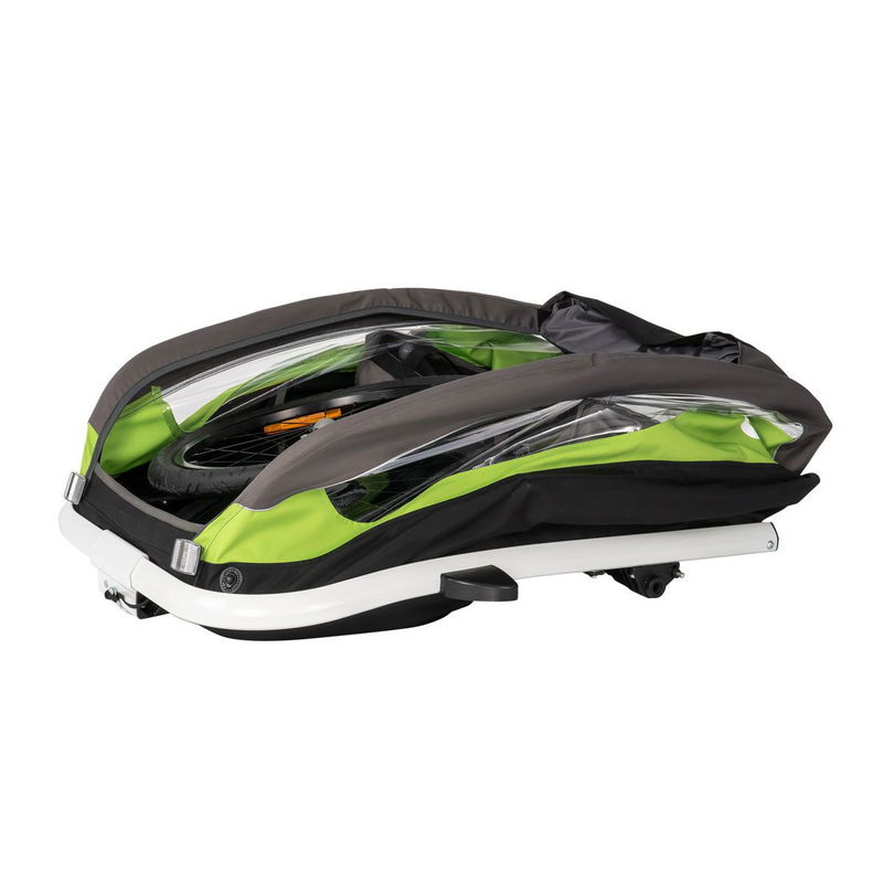 babyonlineshop Hamax Traveller Fahrradanhänger Grün/Grau inkl. Deichsel & Buggyrad Neueste Mode