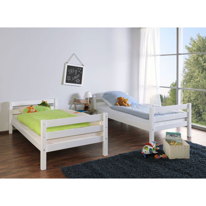 babyonlineshop Relita BENI L Etagenbett Buche massiv weiß inklusive Regal - zu 2 Einzelbetten umbaubar Letzte 3 Tage